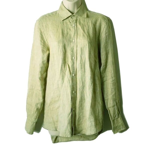 NWOT With Nothing Underneath The Boyfriend Linen Shirt 6 Sage Green WNU - Picture 3 of 10